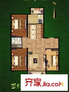 和諧花園B戶型 3室2廳1衛(wèi)