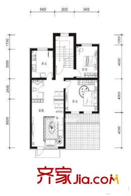 原香墅四層戶型1 3室2廳2衛(wèi)