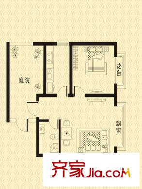 群星國際新城四期高層標(biāo)準(zhǔn)層E戶型 1室2廳1衛(wèi)1廚