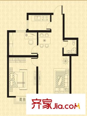 群星國際新城四期高層標(biāo)準(zhǔn)層H戶型 2室2廳1衛(wèi)1廚