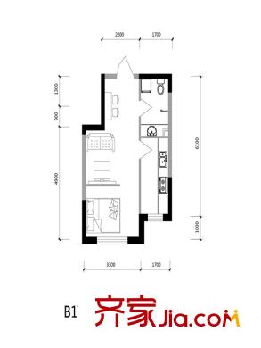 溪湖芳庭B17/A2-b戶型 1室2廳1衛(wèi)