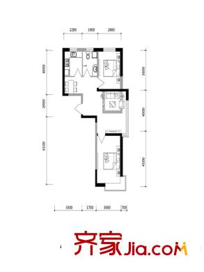 溪湖芳庭A2-a戶型 2室1廳1衛(wèi)