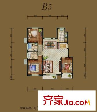江戶雅致B5戶型 3室2廳2衛(wèi)1廚