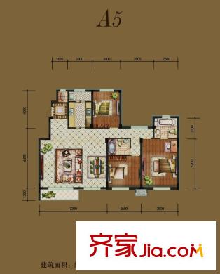江戶雅致A5戶型 3室2廳2衛(wèi)1廚