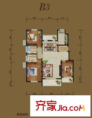 江戶雅致B3戶型 3室2廳2衛(wèi)