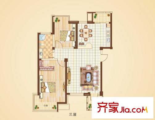 清河灣S戶型 2室2廳1衛(wèi)1廚