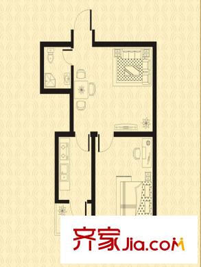 群星國際新城四期高層標(biāo)準(zhǔn)層G戶型 1室2廳1衛(wèi)1廚