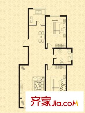 群星國際新城四期高層標(biāo)準(zhǔn)層A戶型 2室2廳1衛(wèi)1廚