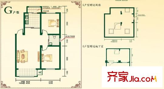 淺草綠閣八期水岸楓庭G戶型 2室1廳1衛(wèi)