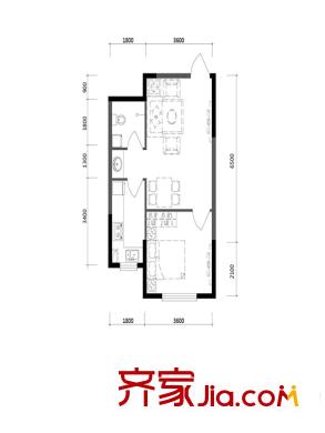 溪湖芳庭A1-a戶型 1室2廳1衛(wèi)