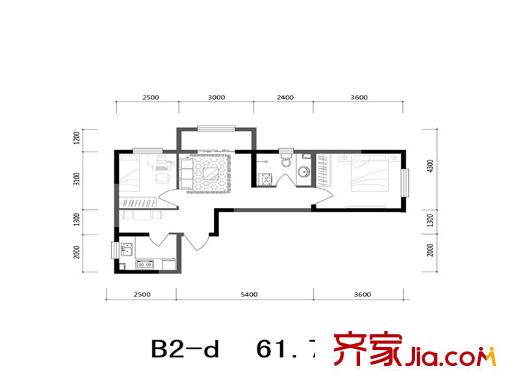 溪湖芳庭B2-d戶型 2室1廳1衛(wèi)