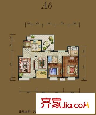 江戶雅致A6戶型 2室2廳2衛(wèi)1廚