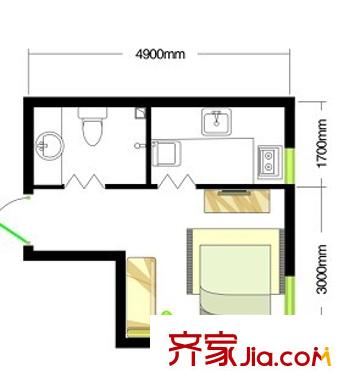 恒潤?春天里A1戶型 1室1廳1衛(wèi)1廚