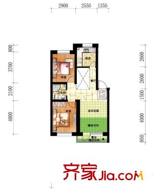 香檳新坐標3#&4#頂層中戶 2室1廳1衛(wèi)