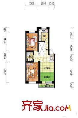 香檳新坐標3#&4#頂層中戶 2室2廳1衛(wèi)1廚