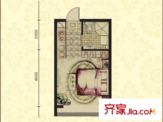 太湖國際花園戶型A 1室1衛(wèi)1廚