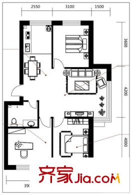 綠色家園C戶型 3室2廳1衛(wèi)