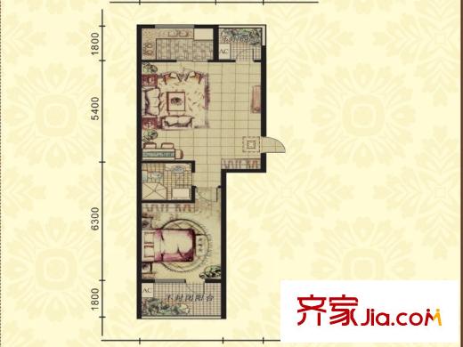 太湖國際花園戶型63平 2室2廳1衛(wèi)