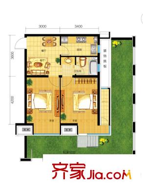 遠(yuǎn)大花園B3soho戶(hù)型 2室2廳1衛(wèi)1廚
