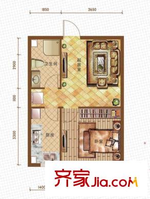 亞泰城H2戶型 1室1廳1衛(wèi)