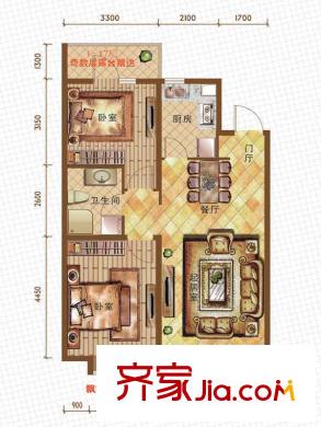 亞泰城H3戶型 2室2廳1衛(wèi)