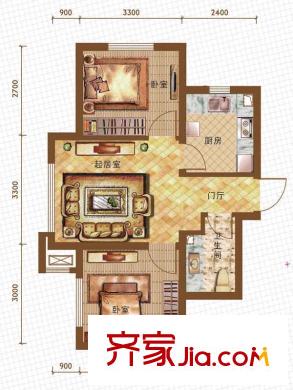 亞泰城A1戶型 2室2廳1衛(wèi)