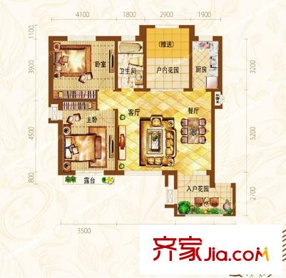 亞泰城三室兩廳一衛(wèi) 3室2廳1衛(wèi)1廚