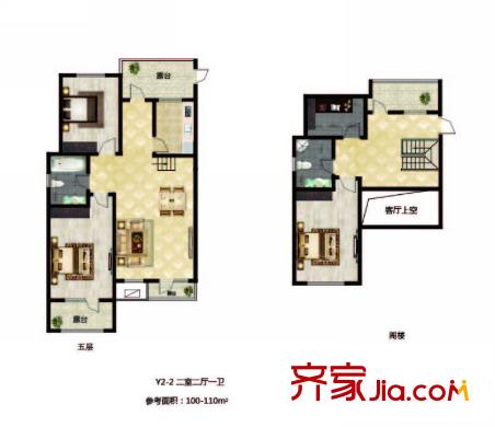 長(zhǎng)堤灣Y2-2-01戶型 2室2廳1衛(wèi)1廚