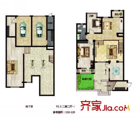 長(zhǎng)堤灣Y1-1-01戶型 2室2廳1衛(wèi)1廚