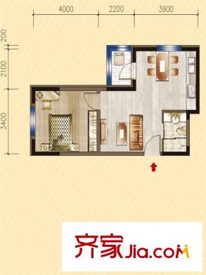 明發(fā)錦繡華城A4戶型  1室1廳1衛(wèi)
