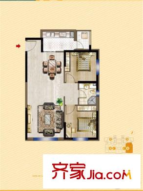 明發(fā)錦繡華城4#B戶型  2室2廳1衛(wèi)