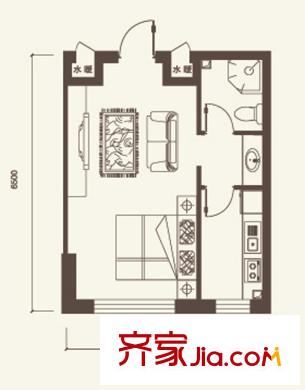 水晶藍(lán)灣H戶型 1室1廳1衛(wèi)