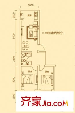 渾河國(guó)際城H戶型 2室2廳1衛(wèi)1廚