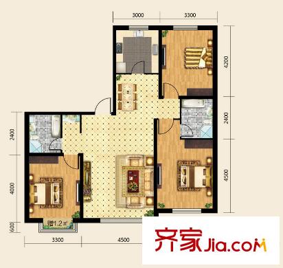 寶地城F戶型 3室2廳2衛(wèi)