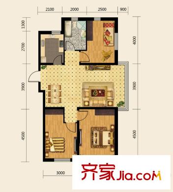 寶地城E戶型 3室2廳1衛(wèi)