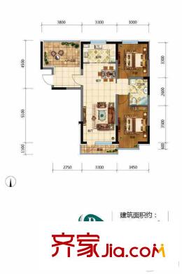 陽(yáng)光100果嶺公館S3#樓D戶(hù)型 2室2廳1衛(wèi)1廚