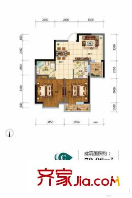 陽(yáng)光100果嶺公館S3#樓C戶(hù)型 2室2廳1衛(wèi)1廚