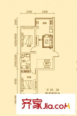 渾河國(guó)際城A戶型 2室2廳1衛(wèi)1廚