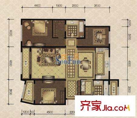 新湖?御和園D8戶型（售罄） 3室2廳1衛(wèi)1廚