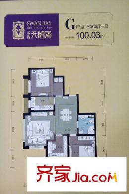 金輝?天鵝灣G戶型 3室2廳1衛(wèi)1廚