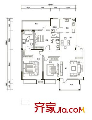金地長青灣?丹陛戶型-售完 3室2廳2衛(wèi)1廚