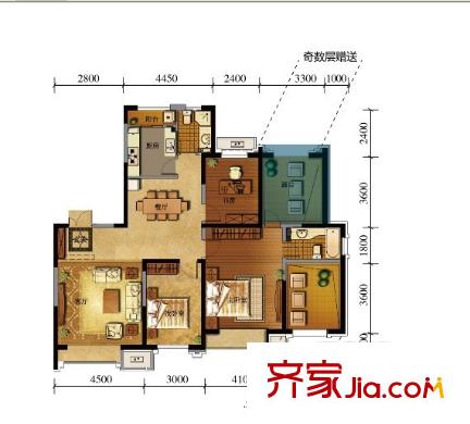 金地長青灣?丹陛147平戶型 3室2廳2衛(wèi)1廚