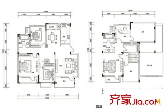 金地長青灣?丹陛戶型-售完 4室3廳2衛(wèi)1廚