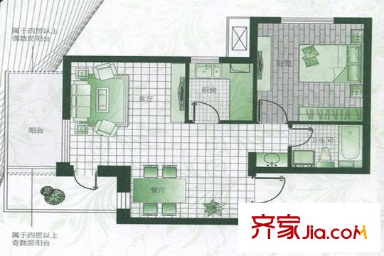 萬恒愿景（售罄）G2戶型 1室2廳1衛(wèi)1廚