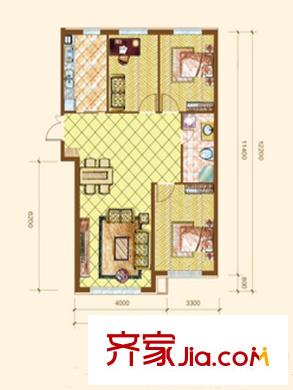 新華國際公寓E號E戶型圖 3室1廳1衛(wèi)1廚