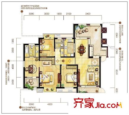 金地長青灣?丹陛戶型-售完 4室2廳2衛(wèi)1廚
