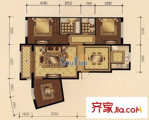新湖?御和園C4戶型（售罄） 3室2廳1衛(wèi)1廚