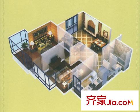 萬恒愿景G3戶型 2室2廳1衛(wèi)