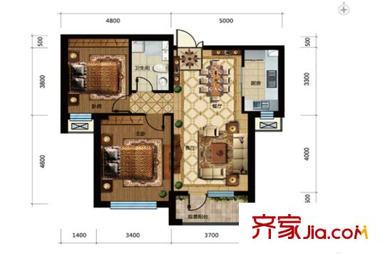 嘉里?海楹臺C-3b   2室2廳1衛(wèi)