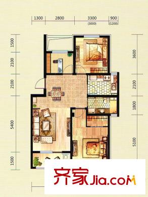 富城銘邸多層A戶型 3室2廳1衛(wèi)1廚